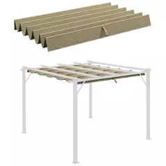 Outsunny Retractable Pergola Cover, 2.55 x 2.5 m Replacement Canopy Fabric for 3 x 3 m Frame, Roof Top Only, Tan - 1