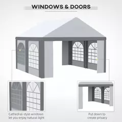 Outsunny 4m x 4m Marquee Gazebo with Sides, Level 6 Wind Protection & Waterproof, Light Grey - 5