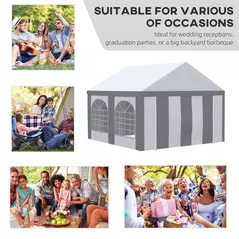 Outsunny 4m x 4m Marquee Gazebo with Sides, Level 6 Wind Protection & Waterproof, Light Grey - 4