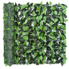 Outsunny Artificial Leaf Hedge Screen Privacy Fence Panel for Garden Outdoor Indoor Decor 3M x 1M Light Green and Dark Green - 8