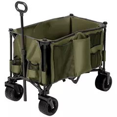 Outsunny Folding Garden Trolley, Cargo Traile on Wheels, Collapsible Camping Trolley, Outdoor Utility Wagon with Steel Frame and Oxford Fabric, Green - 1