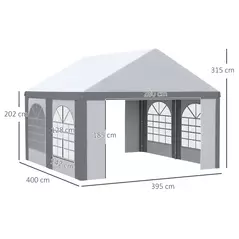Outsunny 4m x 4m Marquee Gazebo with Sides, Level 6 Wind Protection & Waterproof, Light Grey - 3