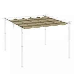 Outsunny Retractable Pergola Cover, 2.55 x 2.5 m Replacement Canopy Fabric for 3 x 3 m Frame, Roof Top Only, Tan - 8