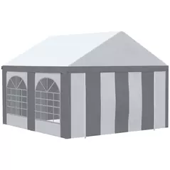 Outsunny 4m x 4m Marquee Gazebo with Sides, Level 6 Wind Protection & Waterproof, Light Grey - 1