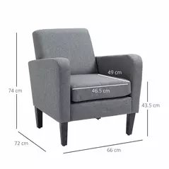 HOMCOM Modern Accent Chair, Occasional Chair with Rubber Wood Legs for Living Room, Bedroom, Grey - 3