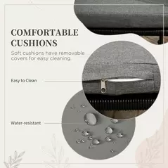 Outsunny 4 Seater Rattan Cube Garden Furniture Set, Rattan Dining Set with Cushions, Outdoor Dining Table and Chairs with Rectangular Wood Grain Plastic Top Table for Patio, Balcony, Black - 5