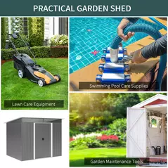 Outsunny Garden Metal Storage Shed House Hut Gardening Tool Storage w/ Tilted Roof and Ventilation 8.5 x 6ft, Grey - 5