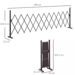 Outsunny Expanding Trellis Fence, Freestanding Movable Fence, Foldable Garden Screen Panel, 300 x 103.5 cm, Dark Brown - 3
