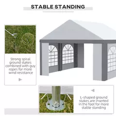 Outsunny 4m x 4m Marquee Gazebo with Sides, Level 6 Wind Protection & Waterproof, Light Grey - 6