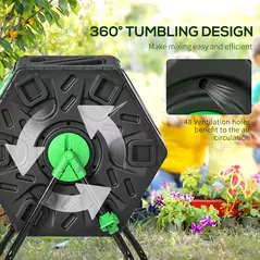 Outsunny 65L Garden Compost Bin, Single Chamber Rotating Composter, Compost Maker with 24 Ventilation Openings and Steel Legs - 5