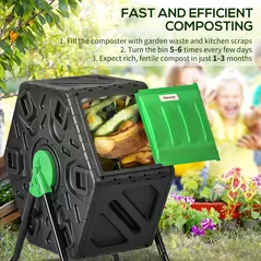 Outsunny 65L Garden Compost Bin, Single Chamber Rotating Composter, Compost Maker with 24 Ventilation Openings and Steel Legs - 4