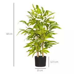 HOMCOM Artificial Plants Bamboo Tree in Pot Desk Fake Plants for Home Indoor Decor, 15x15x60cm, Green - 3