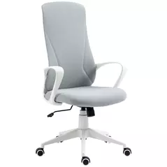 Vinsetto High Back Office Chair, Fabric Desk Chair with Armrests, Adjustable Height, Swivel Wheels, Light Grey - 1