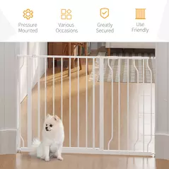 PawHut Wide Dog Safety Gate, with Door Pressure, for Doorways, Hallways, Staircases - White - 6