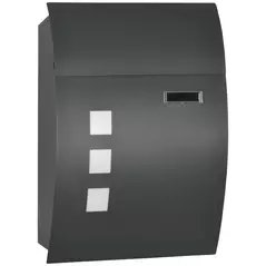 HOMCOM Wall Mounted Letter Box, Weatherproof Post Box for Outside Wall, Modern Mailbox with 2 Keys and Nameplate, Anthracite Grey - 1