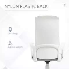 Vinsetto High Back Office Chair, Fabric Desk Chair with Armrests, Adjustable Height, Swivel Wheels, Light Grey - 6