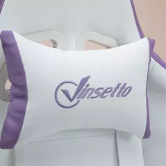 Vinsetto Computer Gaming Chair, PU Leather Office Desk Chair with Footrest, Swivel Wheels, 135° Reclining Back, Lumbar Support, Headrest for Home, White and Purple - 8