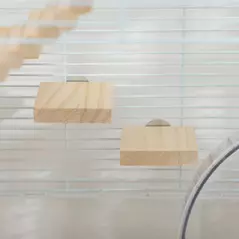 PawHut Hamster Cage, Gerbil Cage with Wooden Ramp, Exercise Wheel, Food Bowl - White - 8