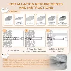 PawHut 4PCs Wall-Mounted Cat Shelves w/ Scratching Post, Hammock, Nest - Grey - 7