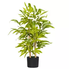 HOMCOM Artificial Plants Bamboo Tree in Pot Desk Fake Plants for Home Indoor Decor, 15x15x60cm, Green - 1