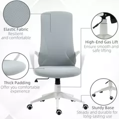 Vinsetto High Back Office Chair, Fabric Desk Chair with Armrests, Adjustable Height, Swivel Wheels, Light Grey - 8