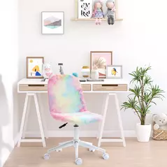 Vinsetto Fluffy Unicorn Office Chair with Mid-Back and Swivel Wheel, Cute Desk Chair, Rainbow Multi-Colored - 2