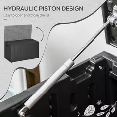 Outsunny 336 Litre Garden Storage Box, Water-resistant Heavy Duty Double Wall Plastic Container, Extra Large Outdoor Garden Furniture Organizer, Deck Cushion Chest with Wheels and Handles, Black - 5