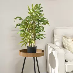 HOMCOM Artificial Plants Bamboo Tree in Pot Desk Fake Plants for Home Indoor Decor, 15x15x60cm, Green - 2