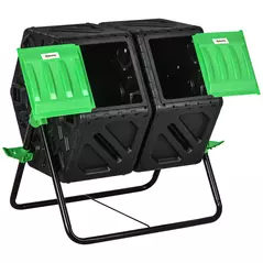 Outsunny 130L Double Chamber Composter - Black - 1