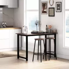 HOMCOM Bar Stools, Set of 2 Kitchen Breakfast Stools with Sturdy Steel Frame, Industrial Tall Bar Chairs, 65cm High Seat, Rustic Brown - 2