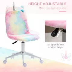 Vinsetto Fluffy Unicorn Office Chair with Mid-Back and Swivel Wheel, Cute Desk Chair, Rainbow Multi-Colored - 5