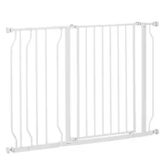 PawHut Wide Dog Safety Gate, with Door Pressure, for Doorways, Hallways, Staircases - White - 1