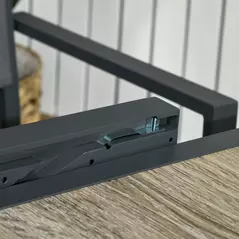 Outsunny Extending Garden Table, Outdoor Dining Table for 6, Aluminium Frame Rectangular Patio Table with Plastic Board Tabletop,80/160L x 80W x 75H cm, Beige - 8