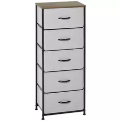HOMCOM Fabric Chest of Drawers, Industrial Bedroom Dresser with 5 Fabric Drawers, Steel Frame and Wooden Top for Nursery, Living Room, Hallway, Grey - 1