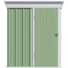 Outsunny Metal Garden Shed, Outdoor Lean-to Shed for Tool Motor Bike, with Adjustable Shelf, Lock, Gloves, 5'x3'x6', Green - 9