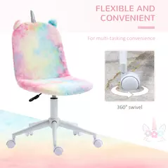 Vinsetto Fluffy Unicorn Office Chair with Mid-Back and Swivel Wheel, Cute Desk Chair, Rainbow Multi-Colored - 6