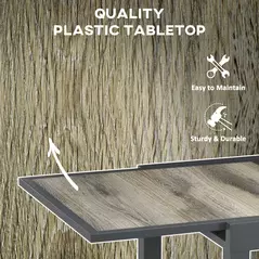 Outsunny Extending Garden Table, Outdoor Dining Table for 6, Aluminium Frame Rectangular Patio Table with Plastic Board Tabletop,80/160L x 80W x 75H cm, Beige - 6