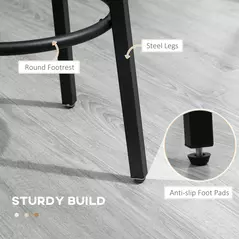 HOMCOM Bar Stools, Set of 2 Kitchen Breakfast Stools with Sturdy Steel Frame, Industrial Tall Bar Chairs, 65cm High Seat, Rustic Brown - 5