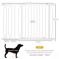 PawHut Wide Dog Safety Gate, with Door Pressure, for Doorways, Hallways, Staircases - White - 3
