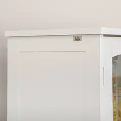 HOMCOM Kitchen Cupboard, Freestanding Storage Cabinet with 2 Adjustable Shelves, Drawer and Glass Door for Living Room, Dining Room, 160cm, White - 9