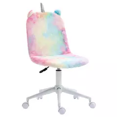 Vinsetto Fluffy Unicorn Office Chair with Mid-Back and Swivel Wheel, Cute Desk Chair, Rainbow Multi-Colored - 1