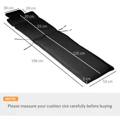 Outsunny Garden Sun Lounger Cushion Replacement Soft Sunbed Reclining Chair Relaxer Pad with Pillow, Cushion ONLY - Black - 3
