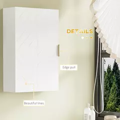 kleankin Bathroom Wall Cabinet, Over Toilet Storage Cupboard with Adjustable Shelves for Hallway, Living Room, White - 6