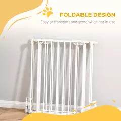 PawHut Pet Safety Gate, 3 Panels Playpen Fireplace, Foldable Metal Fence, Stair Barrier, Room Divider, Fire Guard w/ Automatic Closing Door, White - 5