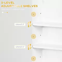 kleankin Bathroom Wall Cabinet, Over Toilet Storage Cupboard with Adjustable Shelves for Hallway, Living Room, White - 5