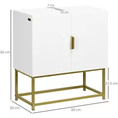 kleankin Bathroom Mirror Cabinet Under Sink Storage Cabinet Basin Cupboard with 2 Doors and Gold Steel Legs - 3