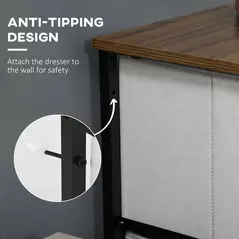 HOMCOM Fabric Chest of Drawers, Industrial Bedroom Dresser with 8 Fabric Drawers, Steel Frame and Wooden Top for Nursery, Living Room, Hallway, Grey - 5