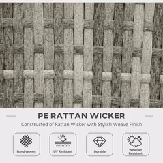 Outsunny Outdoor PE Rattan Gas Fire Pit Table, Patio Square Propane Heater with Rain Cover, Glass Windscreen, and Lava Stone, 50,000 BTU, Grey - 7