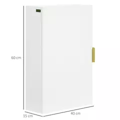 kleankin Bathroom Wall Cabinet, Over Toilet Storage Cupboard with Adjustable Shelves for Hallway, Living Room, White - 3