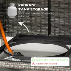 Outsunny Outdoor PE Rattan Gas Fire Pit Table, Patio Square Propane Heater with Rain Cover, Glass Windscreen, and Lava Stone, 50,000 BTU, Grey - 5